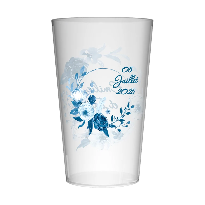 Gobelet personnalisé Mariage Fleur Bleue