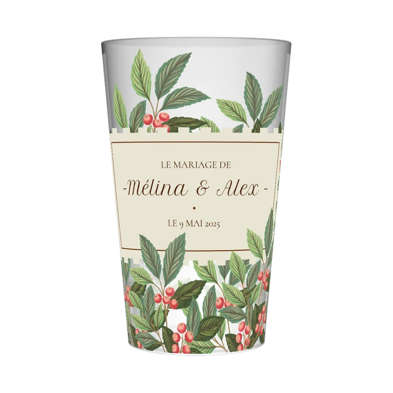 Gobelet personnalisé Mariage Feuilles & Baies