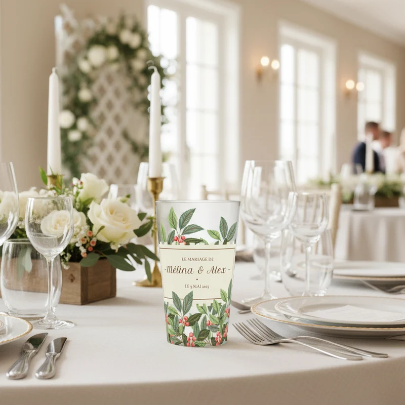 Gobelet personnalisé Mariage Feuilles & Baies
