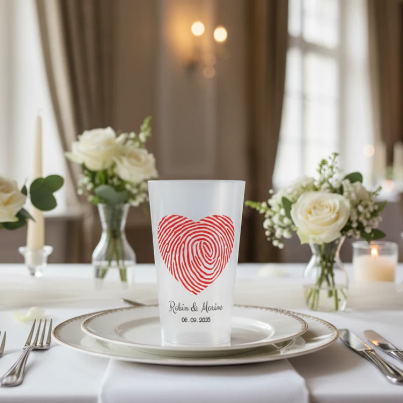 Gobelet personnalisé Mariage Empreinte Coeur