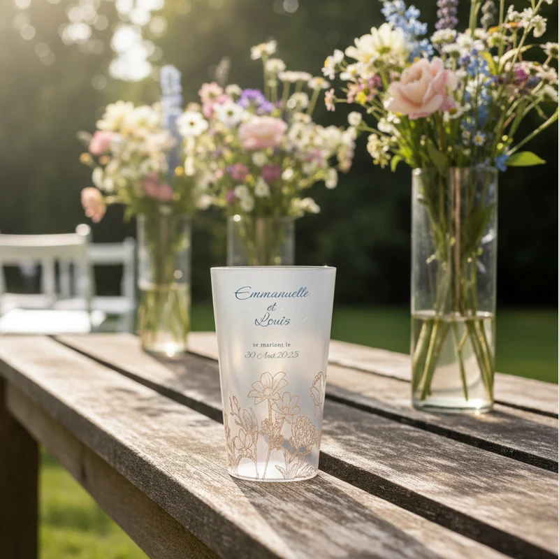 Gobelet personnalisé Mariage Fleurs minimalistes