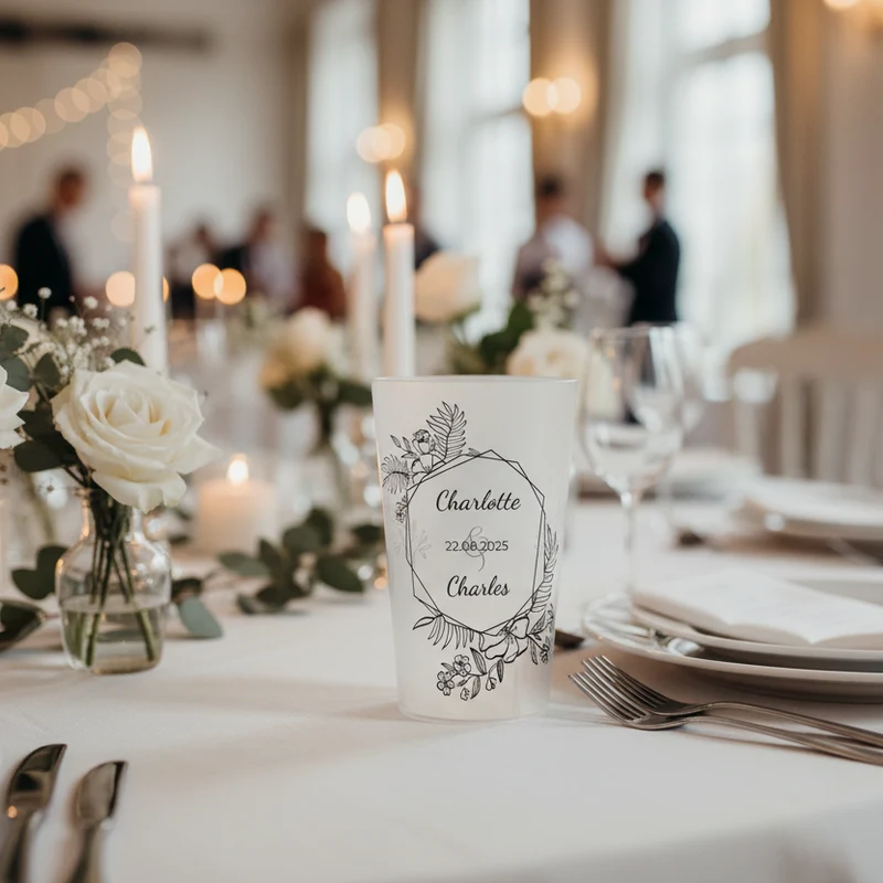 Gobelet personnalisé Mariage Design épuré