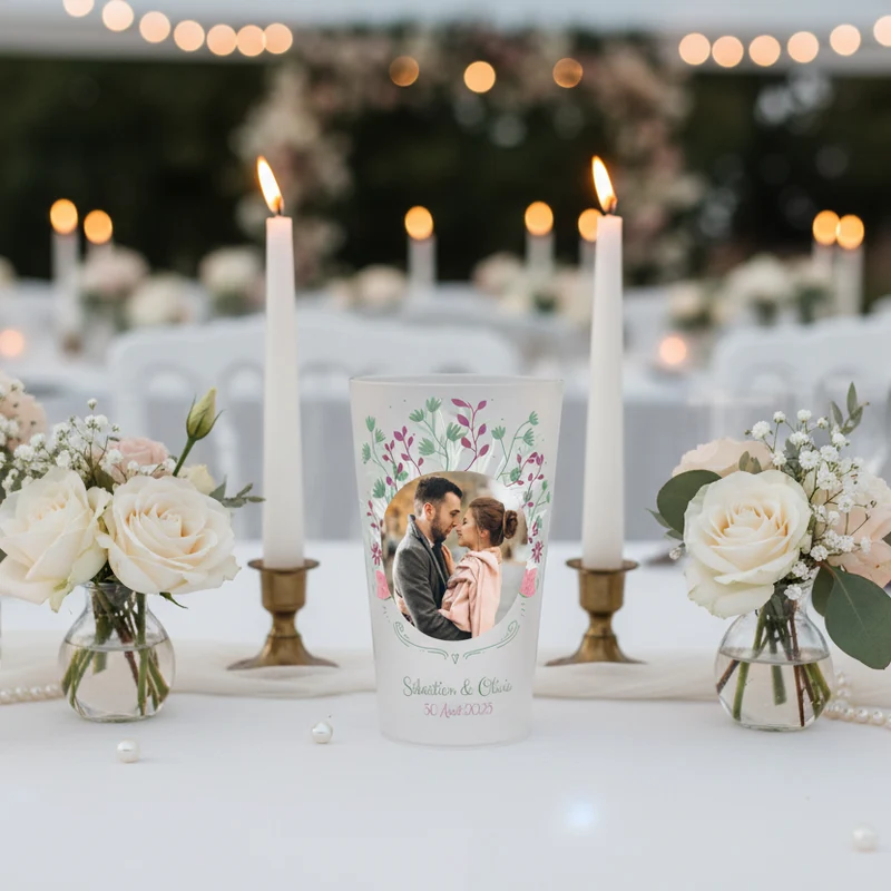Gobelet personnalisé Mariage Photo Vert & Violet