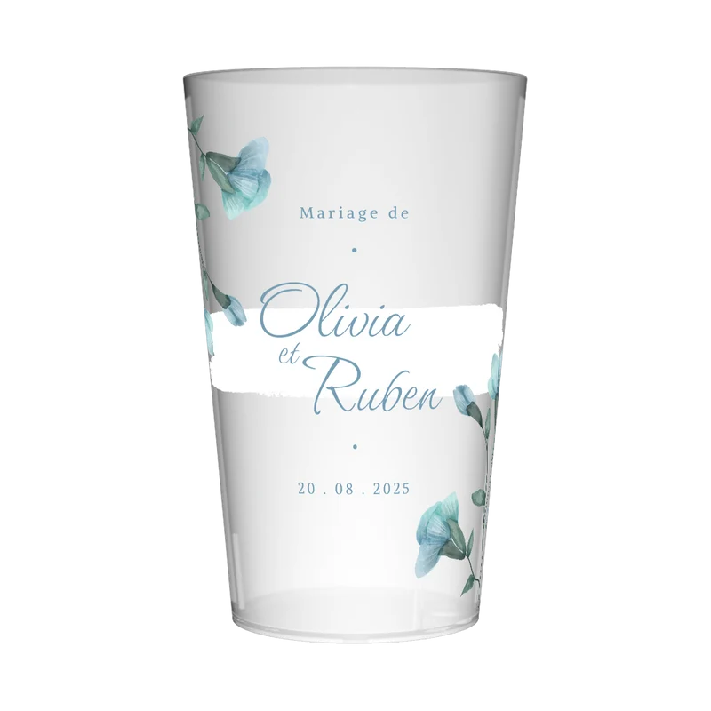 Gobelet personnalisé Mariage Fleurs Bleues
