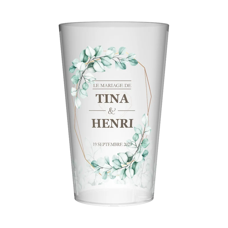 Gobelet personnalisé Mariage Vert & Doré