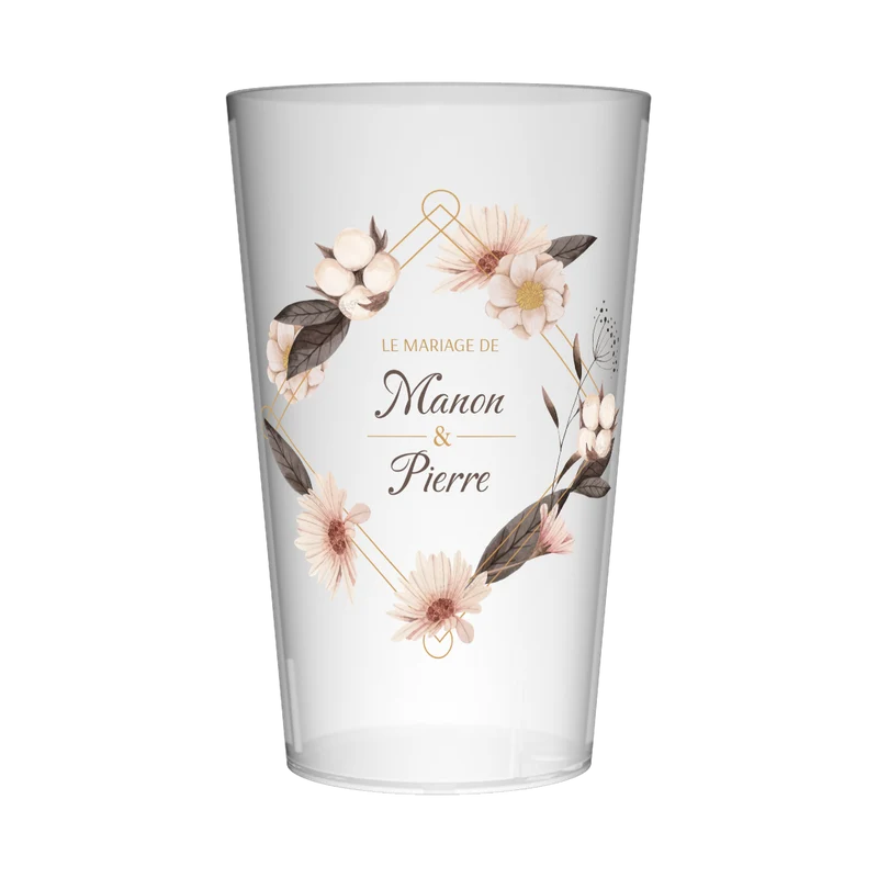 Gobelet personnalisé Mariage Losange de Fleurs