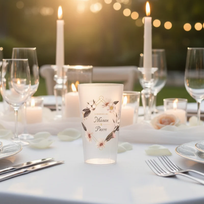 Gobelet personnalisé Mariage Losange de Fleurs
