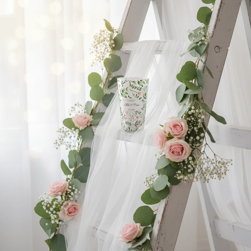 Gobelet personnalisé Mariage Roses & Feuilles
