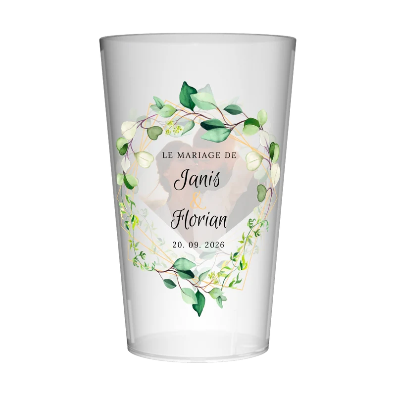 Gobelet personnalisé Mariage Couronne de Feuilles Photo