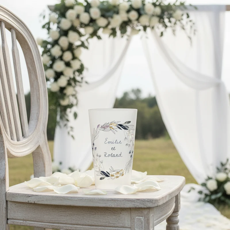 Gobelet personnalisé Mariage Champêtre jaune