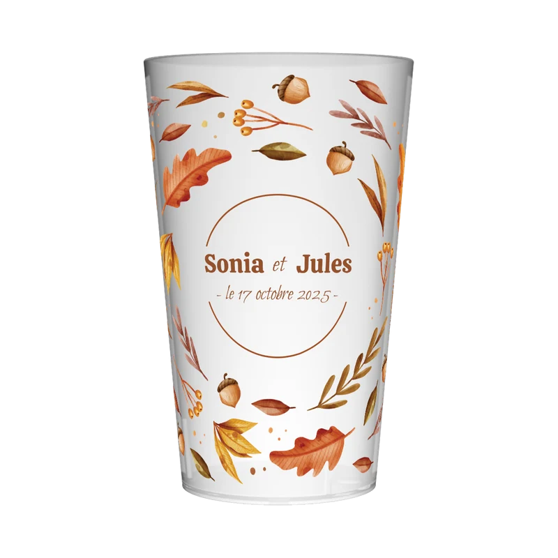 Gobelet personnalisé Mariage Feuilles Automne