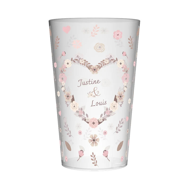 Gobelet personnalisé Mariage Coeur Fleuri