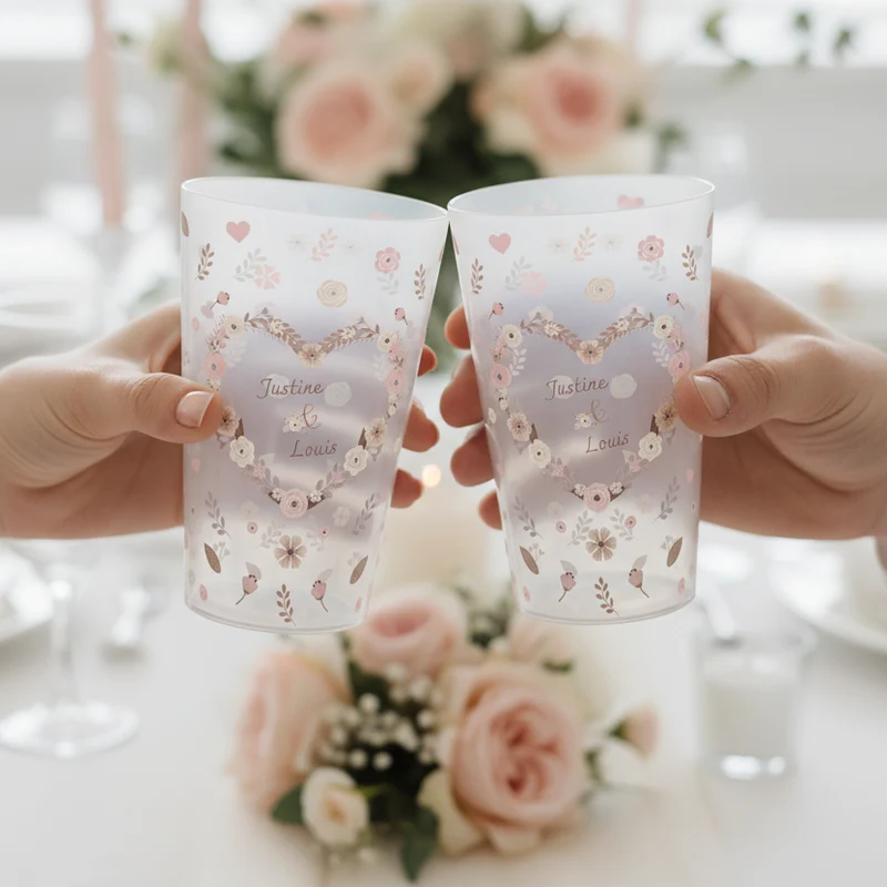 Gobelet personnalisé Mariage Coeur Fleuri