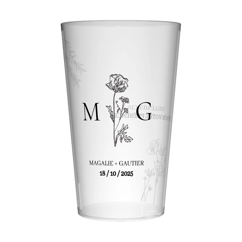 Gobelet personnalisé Mariage Fleur Graphique