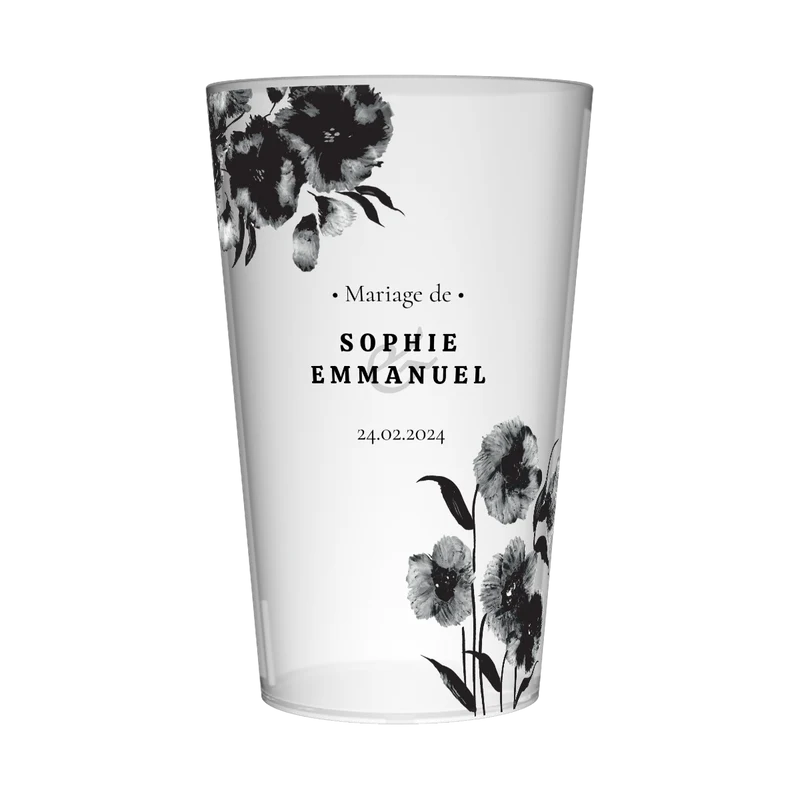 Gobelet personnalisé Mariage Aquarelle Noire