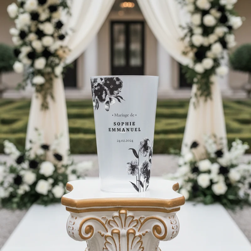 Gobelet personnalisé Mariage Aquarelle Noire