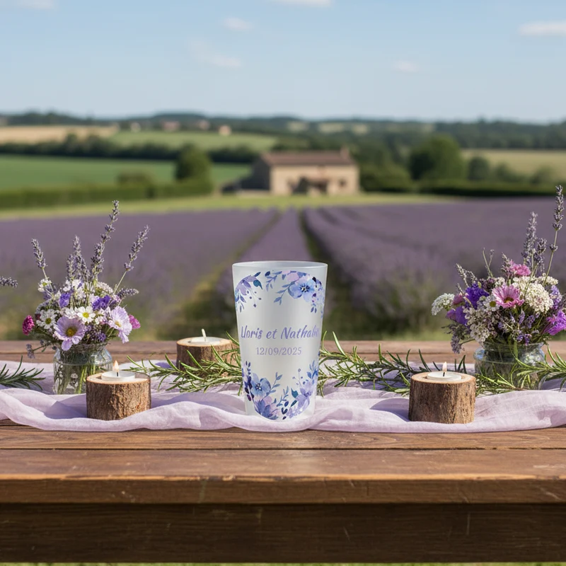 Gobelet personnalisé Mariage Champêtre Violet
