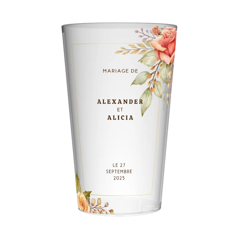 Gobelet personnalisé Mariage Fleuri
