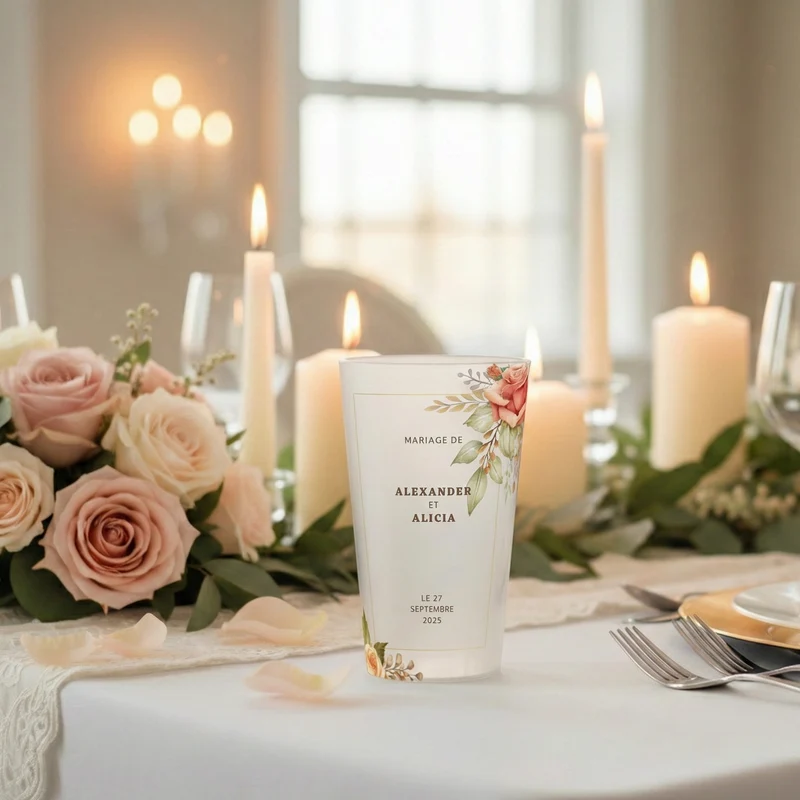 Gobelet personnalisé Mariage Fleuri
