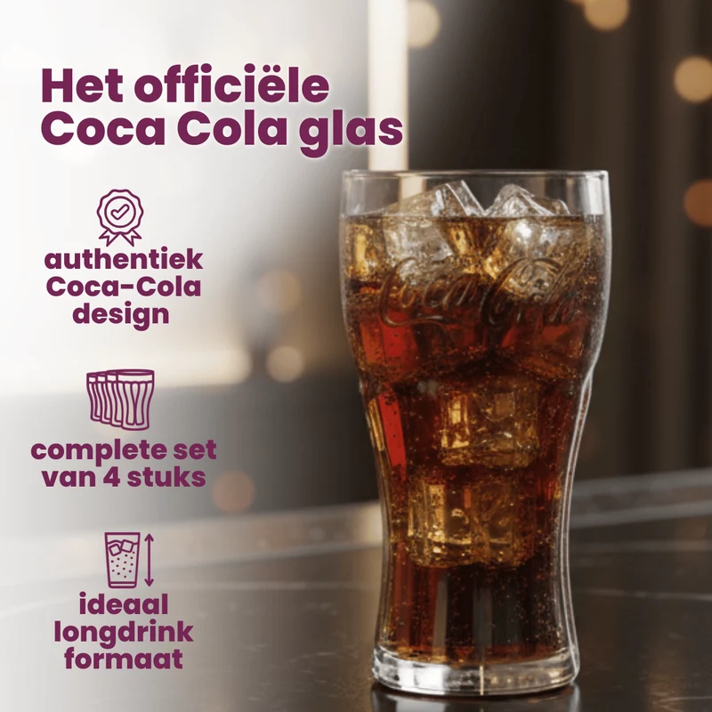 Ensemble de verres à soda Coca Cola - Longdrink - Coca Cola - 370 ml - 4 pièces