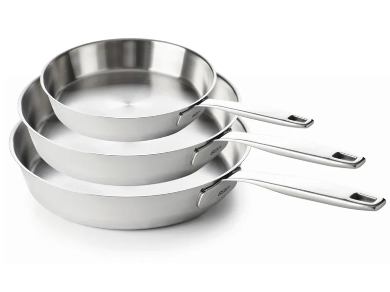 Beka set de poêles Maestro acier inoxydable Ø 20. 24 et 28 cm – compatible avec toutes les sources de chaleur – sans revêtement antiadhésif