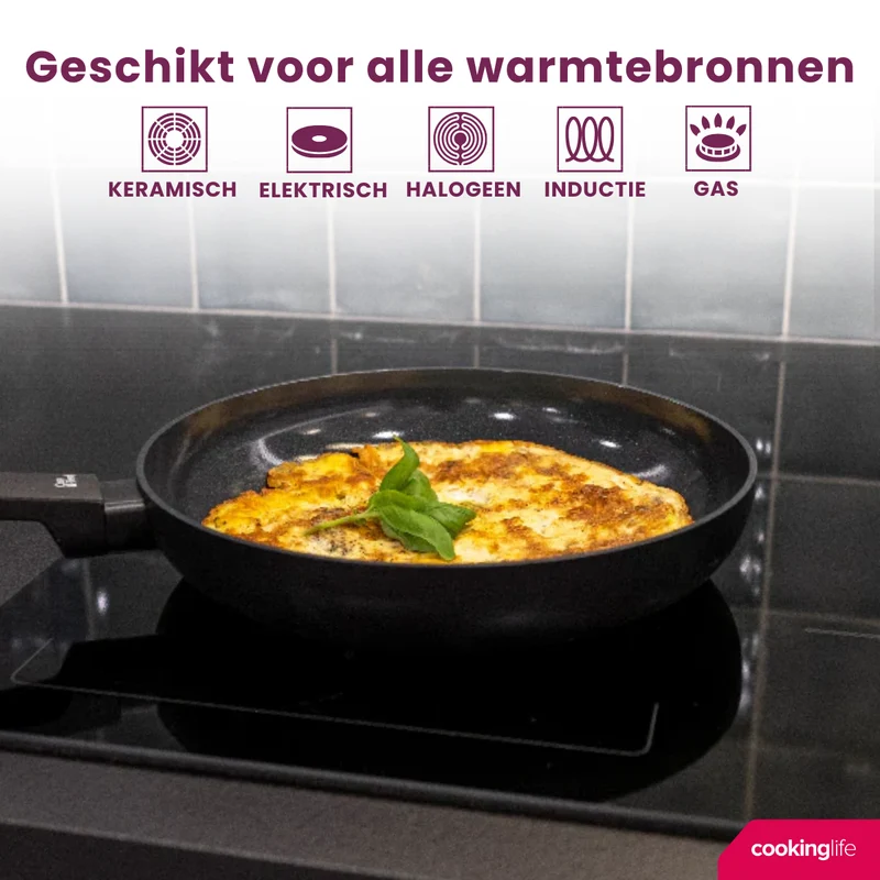 Poêle Cookinglife - Poêle à frire - Black Cera - Ø 24 cm - en aluminium
