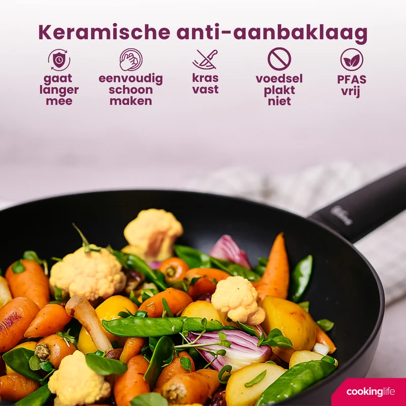 Set de poêles Cookinglife - poêles à frire - Black Cera - Ø24/28 cm - 2 pièces
