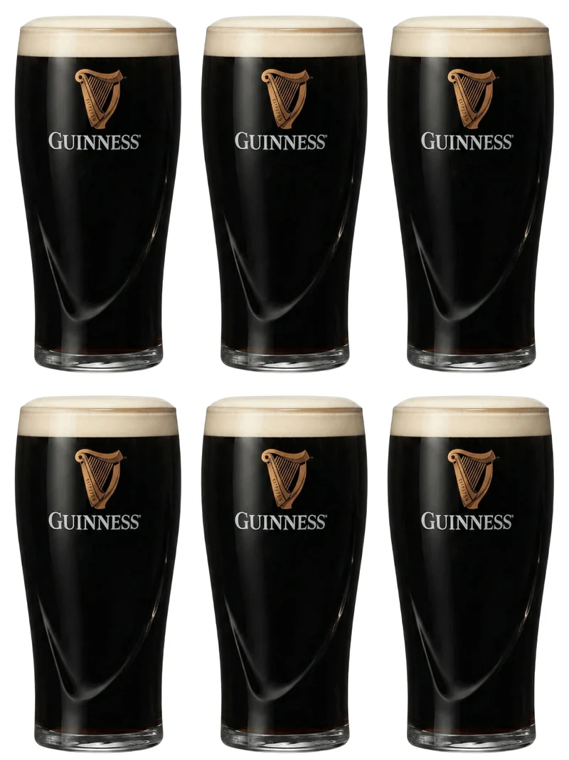 Ensemble de verres a bière Guinness - Verres pint - En verre - 500 ml - 6 pièces