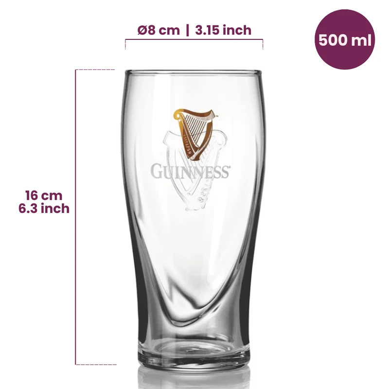 Ensemble de verres a bière Guinness - Pint - Harp - 500 ml - 2 pièces