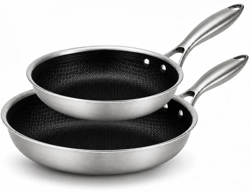 Batterie de cuisine Poêle Cookinglife HexaCook Hybride 2 pièces - ø 24 & 28 cm - ANTI-ADHÉSIF - compatible avec toutes les sources de chaleur - revêtement antiadhésif en céramique