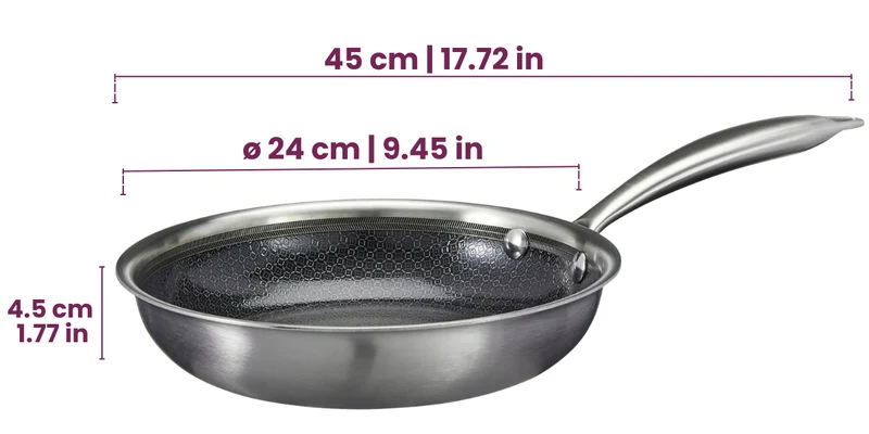 Batterie de cuisine Cookinglife HexaCook Hybride 3 pièces - poêle ø 24 & 28 cm + Wok ø 28 cm - ANTI-ADHÉSIF - compatible avec toutes les sources de chaleur - revêtement antiadhésif en céramique