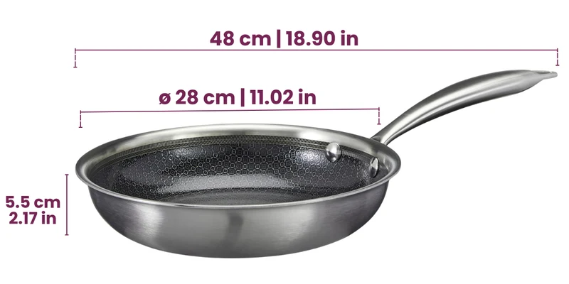 Batterie de cuisine Cookinglife HexaCook Hybride 3 pièces - poêle ø 24 & 28 cm + Wok ø 28 cm - ANTI-ADHÉSIF - compatible avec toutes les sources de chaleur - revêtement antiadhésif en céramique