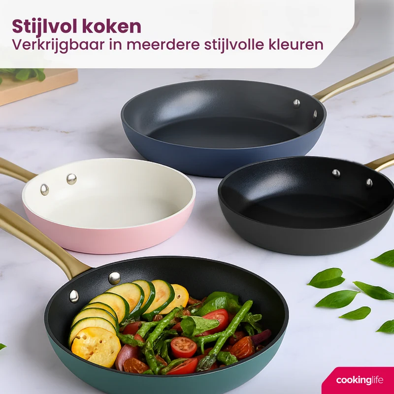 Ensemble de poêles Cookinglife - Poêles à frire - Style - Ø24 & 28 cm - 2 pièces