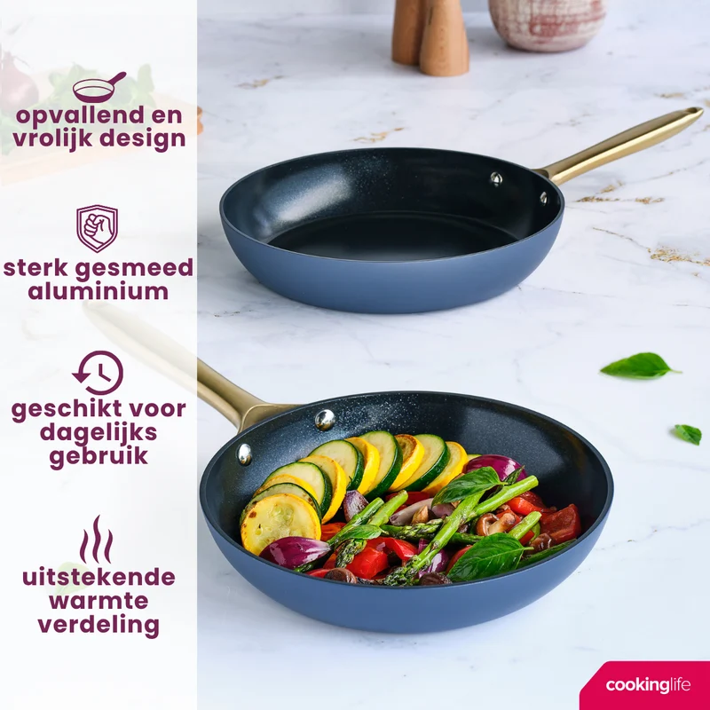 Ensemble de poêles Cookinglife - Poêles à frire - Style - Ø24 & 28 cm - 2 pièces