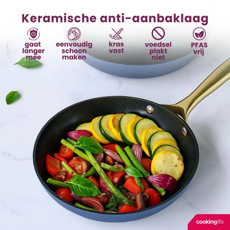 Ensemble de poêles Cookinglife - Poêles à frire - Style - Ø24 & 28 cm - 2 pièces