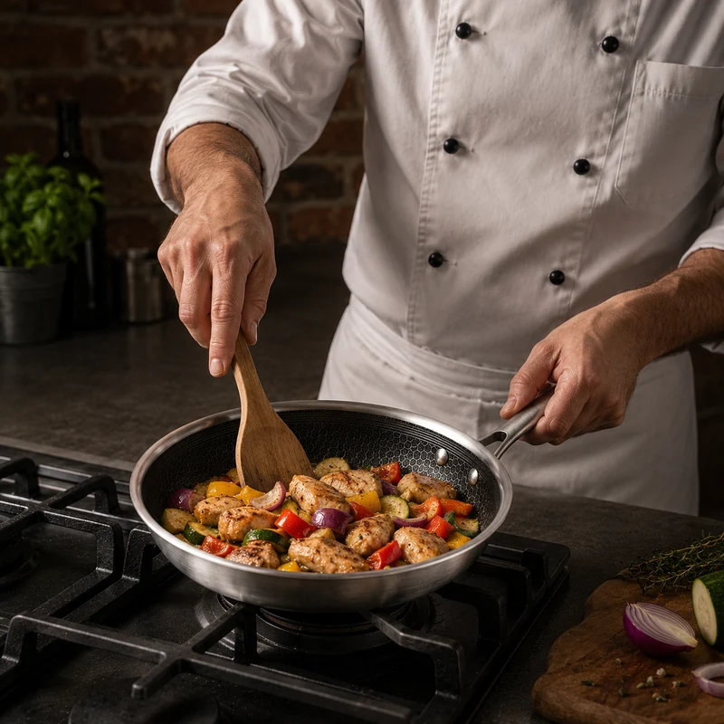 Batterie de cuisine Poêle Cookinglife HexaCook Hybride 3 pièces - ø 20, 24 & 28 cm - ANTI-ADHÉSIF - compatible avec toutes les sources de chaleur - revêtement antiadhésif en céramique