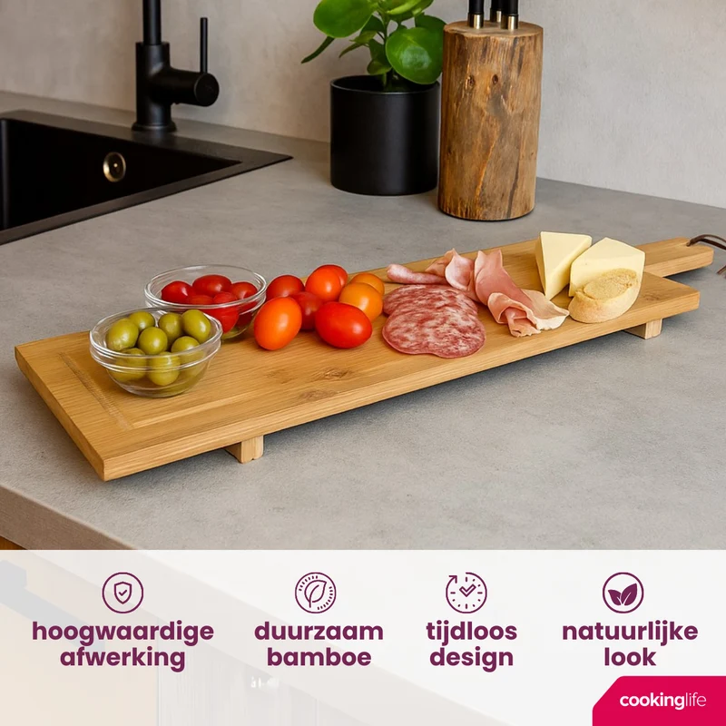 Planche de service Cookinglife - Planche à tapas - Organic Bamboe - 88 x 26 cm
