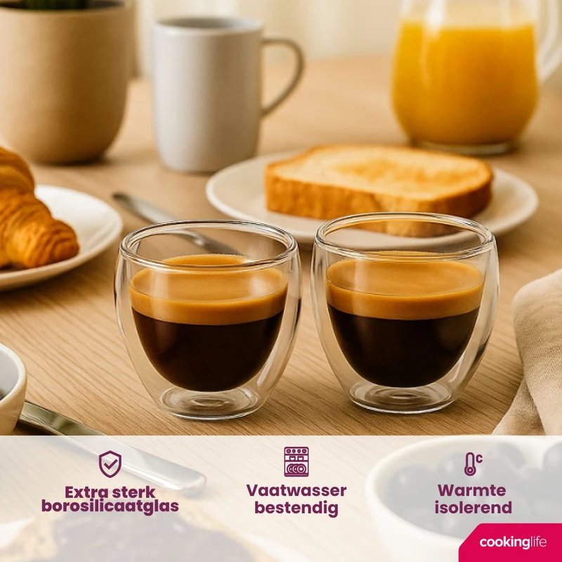 Set de verres à espresso Cookinglife - Double paroi - Barista - 100ml - 2 pièces