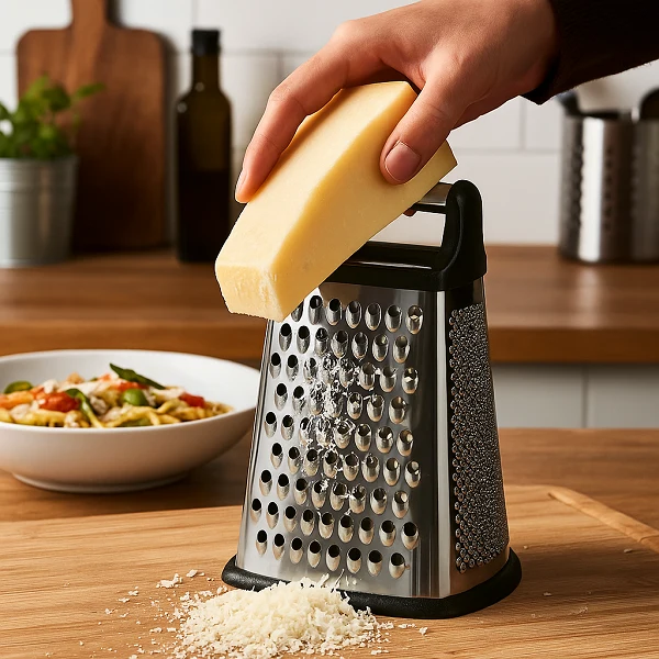 Râpe Hendi - à quatre côtés - Bac de récupération - en inox - 31 cm
