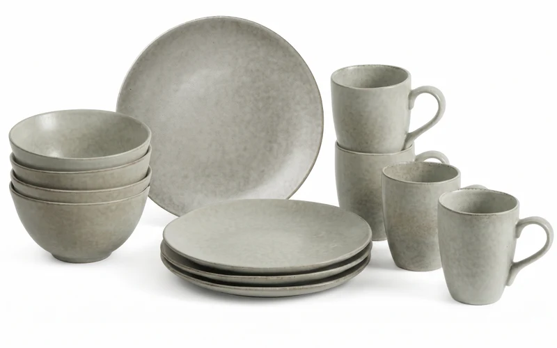 Ensemble de petit-déjeuner Broste Copenhagen Nordic Marsh 12 pièces / 4 personnes - 4 assiettes à petit-déjeuner, 4 bols et 4 tasses