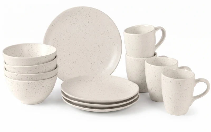 Ensemble de petit-déjeuner Broste Copenhagen Nordic Vanilla 12 pièces / 4 personnes - 4 assiettes à petit-déjeuner, 4 bols et 4 tasses