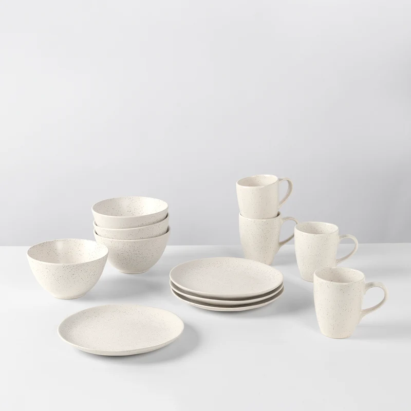 Ensemble de petit-déjeuner Broste Copenhagen Nordic Vanilla 12 pièces / 4 personnes - 4 assiettes à petit-déjeuner, 4 bols et 4 tasses