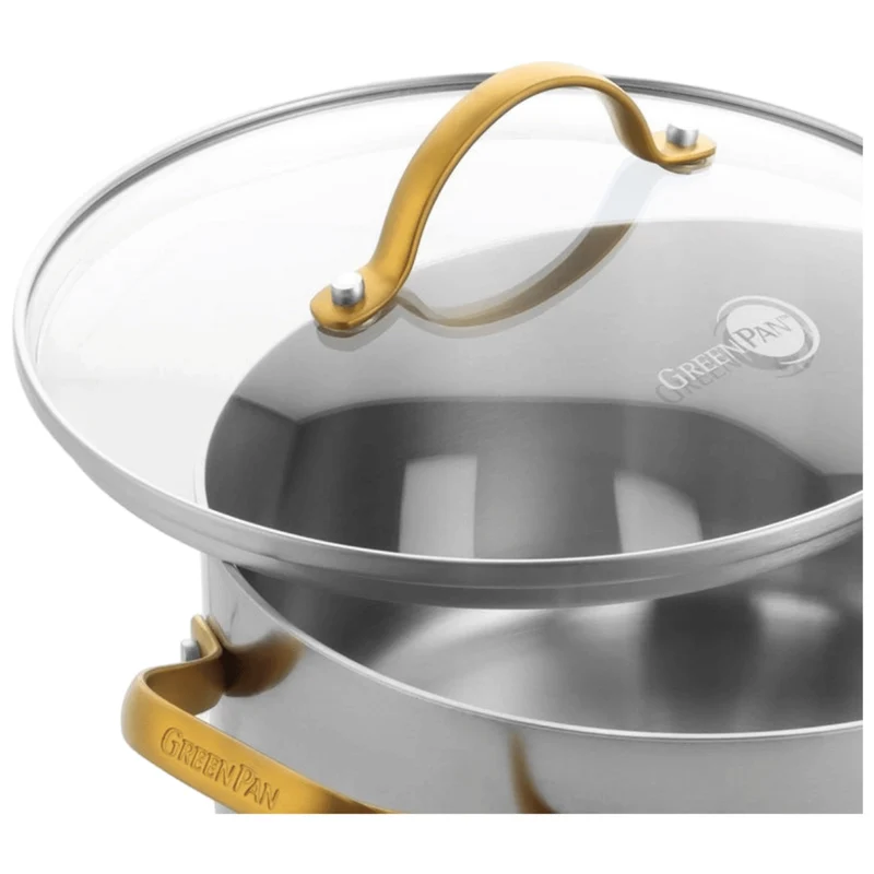 Ensemble de casseroles GreenPan Padova Reserve 5 pièces - Triply - Casserole ø 20, 24 cm, Casserole ø 18 cm & Poêle ø 20 & 28 cm
