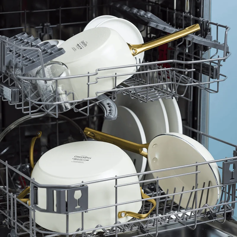 Ensemble de Casseroles GreenPan Padova Reserve Crème Blanche 6 pièces - Revêtement Antiadhésif en Céramique - Casserole ø 24 cm, Casserole à Lait ø 18, 20 cm, Poêle ø 20, 28 cm & Poêle Sauté ø 24 cm