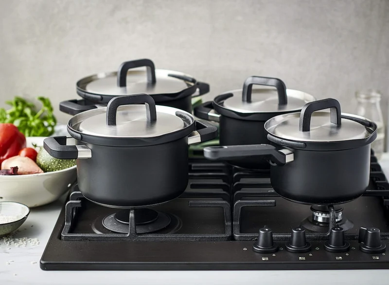 Ensemble de casseroles BK Flow Cool Noir - 4 pièces - en inox - casseroles ø 16, 18, 20 & 16 cm
