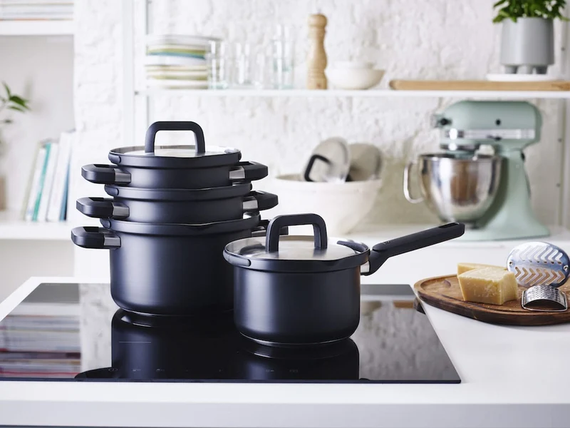 Ensemble de casseroles BK Flow Cool Noir - 4 pièces - en inox - casseroles ø 16, 18, 20 & 16 cm