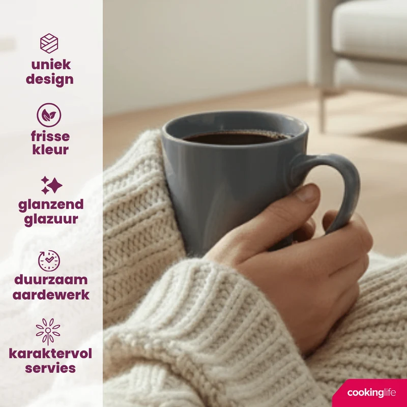 Ensemble de mugs Cookinglife - Mugs en porcelaine - Siaki - 350 ml - 6 pieces