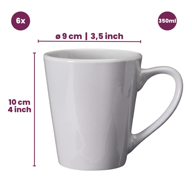 Ensemble de mugs Cookinglife - Mugs en porcelaine - Siaki - 350 ml - 6 pieces