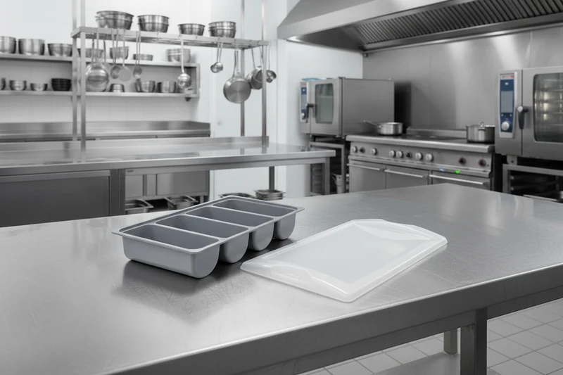 Ensemble de range-couverts Hendi - 4 cases - Couvercle - GN 1/1 - 2 pièces