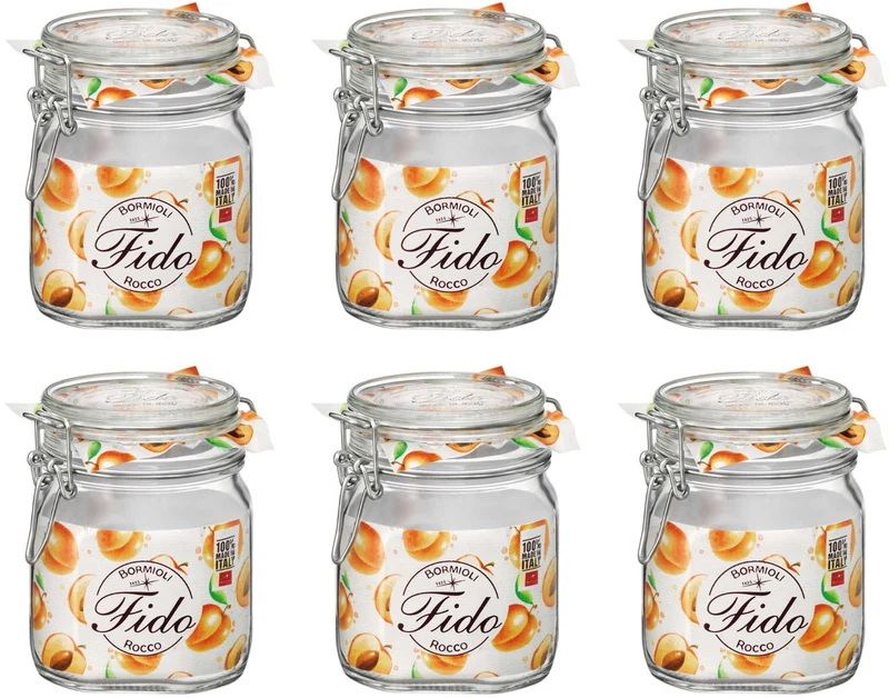 Ensemble de bocaux Bormioli Rocco - Bocal Weck - Fido - 750 ml - 6 pièces